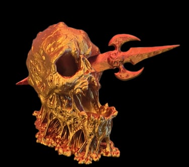 a skull head with a large skull and a pair of scissors