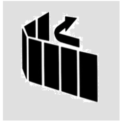 a black and white logo with arrows pointing up