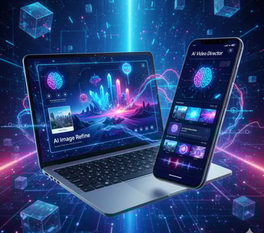 a laptop and a laptop with a phone on it