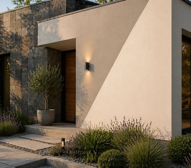 Maison moderne avec enduit extérieur – façade épurée