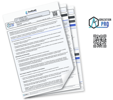 printed report of the Ionization Pro Software and QR code detail