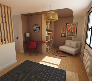 3D chambre adulte terracotta