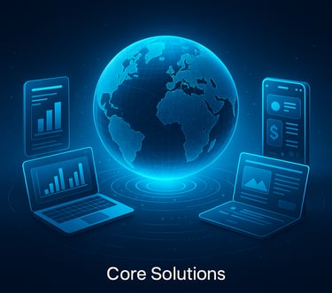 Visual summary of HBI Ecosystem’s core solutions including B2B trade, blockchain, and AI-driven business tools.