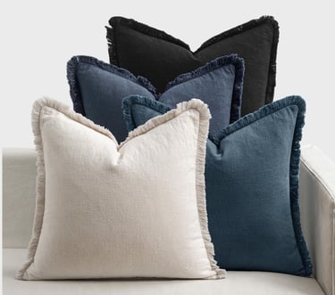 MIULEE Decorative Couch Pillow Covers Neutral Linen Fringe Throw Pillows Set of 4 Boho Farmhouse Sum