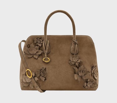 Oscar de la Renta The Ivy in Suede Amazon Luxury Fashion  The seasonal poppy motif is brough to life