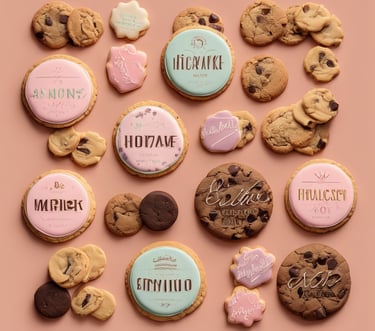 une variété de cookies et de cookies sur fond rose
