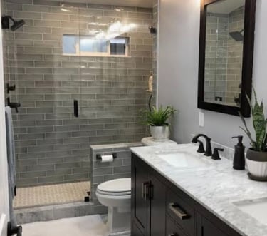 Bathroom remodel with updated tile, modern fixtures, and a clean, functional design.