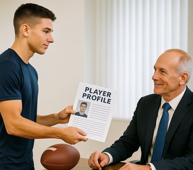 Athlete giving his Player Profile to a Coach Is Like Handing Your Resume to a Fortune 500 CEO