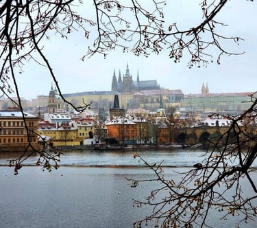 Prague, Czech Republic. Christmas markets, clock towers
