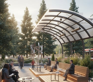 Urban public realm architecture study exploring mobility corridors and civic spaces in Toronto