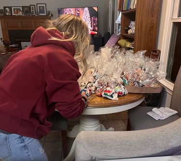 volunteer packaging cookies for seniors