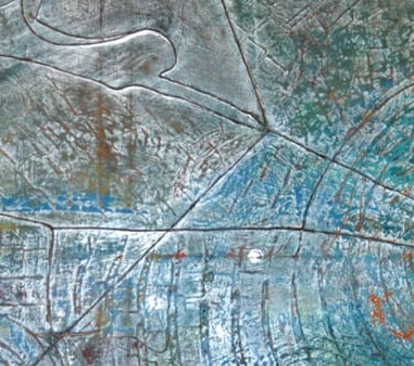 Large abstract canvas using acrylic paint.