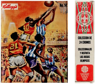 1968 Kellogg's Mexico Coleccionalos Y Disfruta Los Juegos Olimpicos No. 14 Basketball Rare Cereal Ba