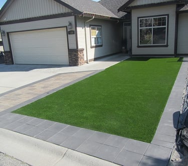 Synthetic grass in place and secured.