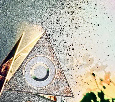 Artwork called hap-hap-happy by artist Fermionne. A triangle shaped golden lantern with new promise.
