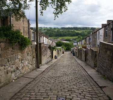 Cobbled back street in Colne, Lancashire