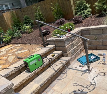 welding machine withh a outdoor handrail