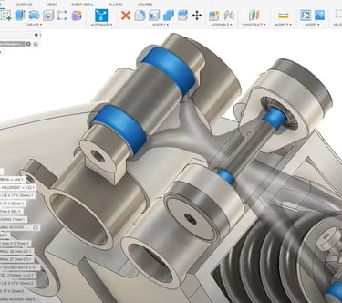 Mechanical suspension rocker 3D model assembly design in Autodesk Fusion 360.