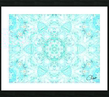 Digtal image of an art print featuring an abstract kaleidoscope design. 