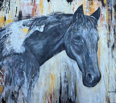 rustic horse painting - abstract horse portrait
