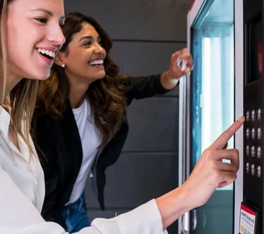 Happy employees enjoying vending machines - Bill's Vending Solutions in Columbia, South Carolina