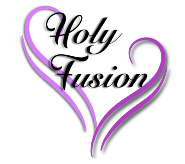 Holy Fusion logo with pink heart arms