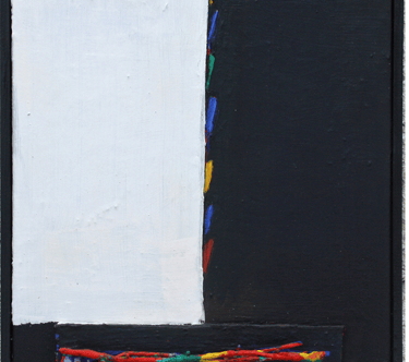une peinture d'une fenêtre un rectangle blanc et fond noir