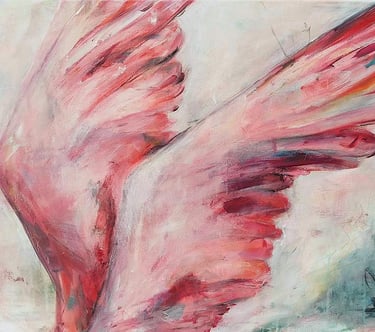 Angel wings wall art print – minimalist painting on canvas by Kasia Slusarczyk