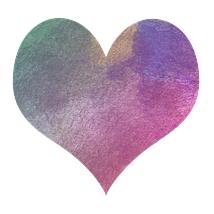 watercolor painting of a purple and green heart