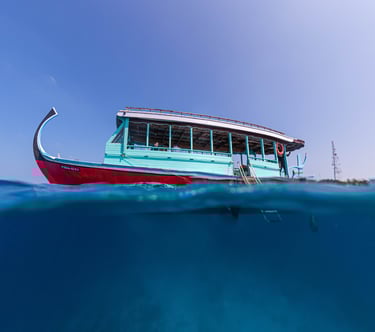Traditionally Dhoni Boat in Maldives that used for diving and excursion.