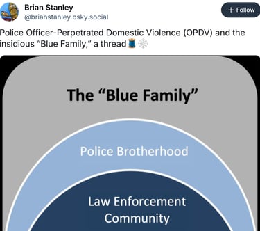 A screenshot of a blue sky post discussing "the Blue Family" concept