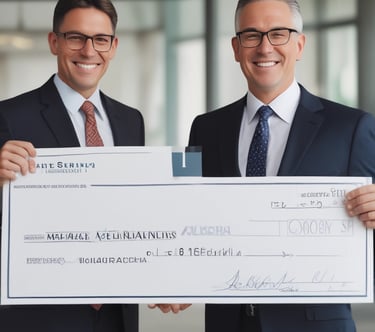 A dedicated public adjuster reviewing insurance documents with a client in a cozy office.