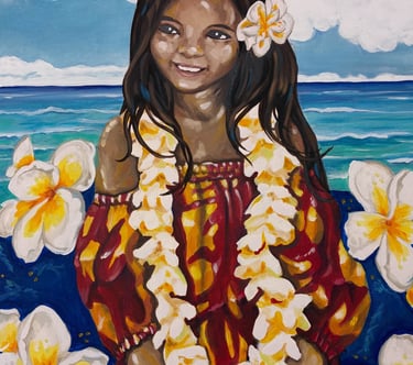 painting of young Hawaiian girl