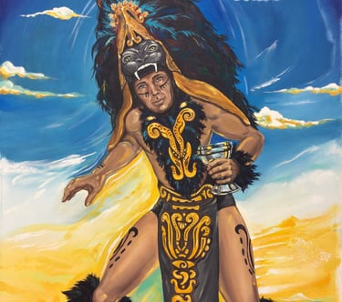 Mayan Shaman holding cup of blessings