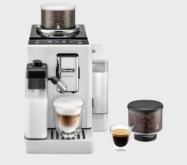 De'Longhi Rivelia Automatic Espresso Machine with Grinder & Milk Frother – All-in-One Coffee Maker,
