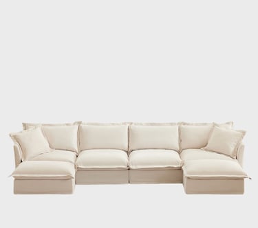 173.2 Inch Modular Cloud, 4 Seater Deep Seat Cloud Sofa, Chenille/Corduroy, U-Shape Sofa with Two Ot