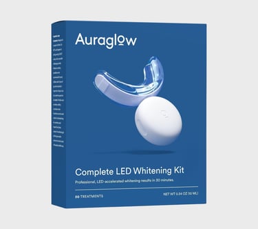 How to get white teeth Auraglow Teeth Whitening Kit, LED Accelerator Light, 35% Carbamide Peroxide T
