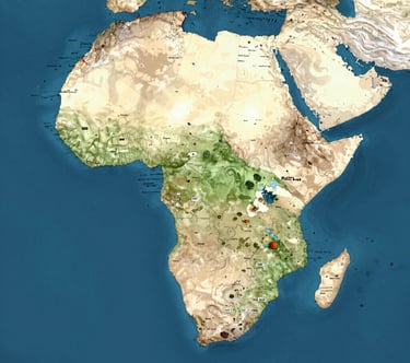 Map highlighting locations of the order's branches in Abidjan, Abuja, and Cameroon.