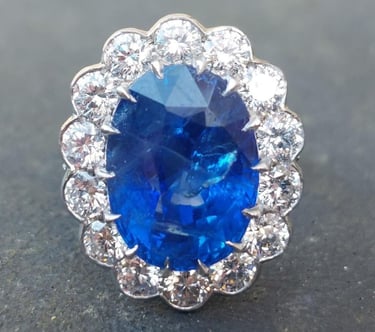10 carat Ceylon sapphire & diamond cluster ring