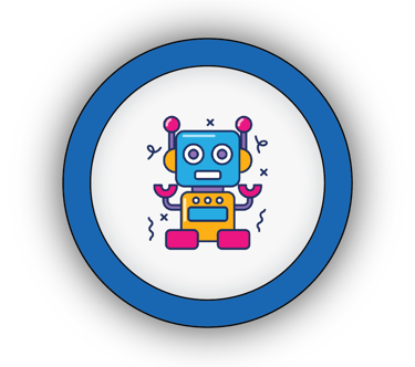 Icon of students collaborating on a robot in a fun after-school STEM club or workshop.