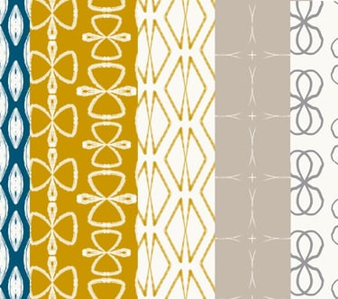 Colorful abstract surface pattern designs with hand-drawn geometric lines and shapes in soft, earthy tones