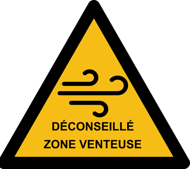déconseillé zone venteuse