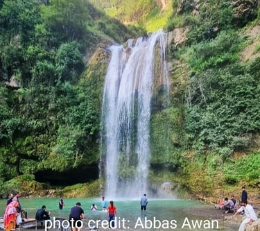 Families enjoying at sajikot waterfall 
