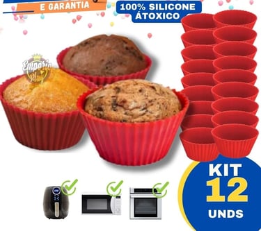 kit doze forminhas de silicone capcake