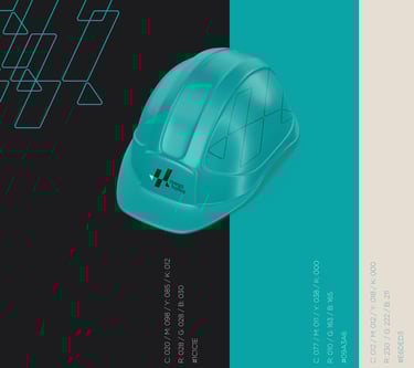 a hard hat with a blue helmet on it
