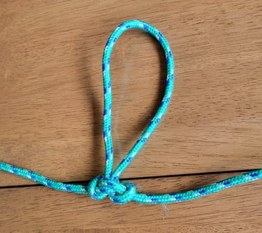 Alpine Butterfly Loop in small synthetic rope.