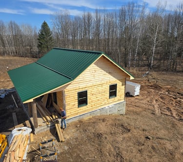 Aerial Image of Cabin Under Construction