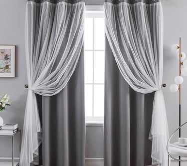 Sheer Layered Solid Window Curtain