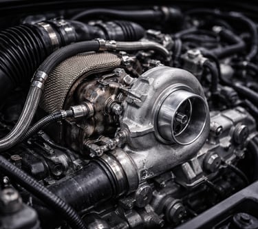 Turbo do motor Volkswagen 1.0 TSI EA211 em detalhe no cofre do motor