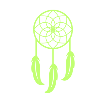 a green and white dream catcher with a green background